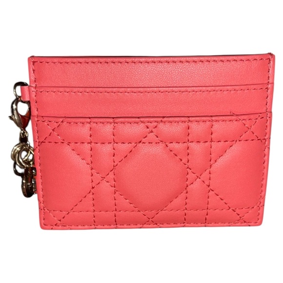 LADY DIOR LAMBSKIN FREESIA CANNAGE CARD HOLDER - Picture 3 of 8